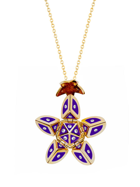 Yellow Gold Petal with Purple Enamel
