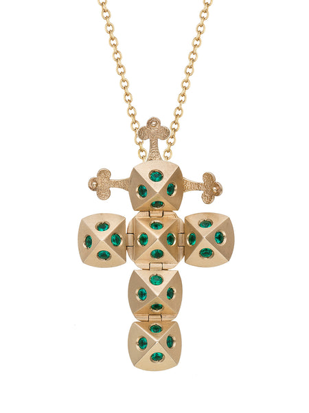 Rose Gold Cross with Red Enamel and Diamonds