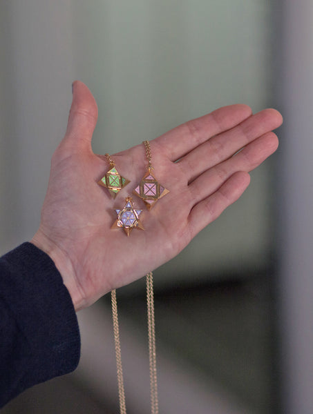 Yellow Gold Shield with Pink Enamel and Diamonds