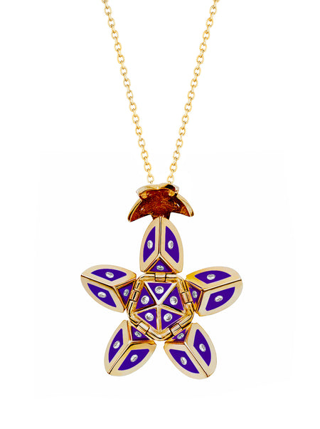 Yellow Gold Petal with Violet Enamel