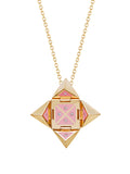 Yellow Gold Shield with Pink Enamel and Diamonds