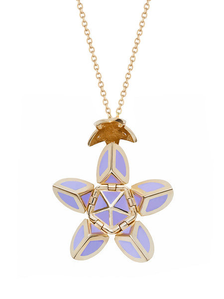 Yellow Gold Petal with Purple Enamel