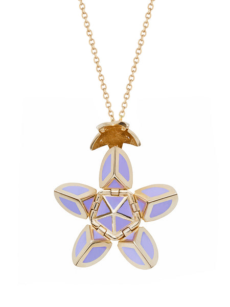 Yellow Gold Petal with Red Enamel and Diamonds
