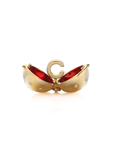 Lady Bug Diamond Sphere with Enamel